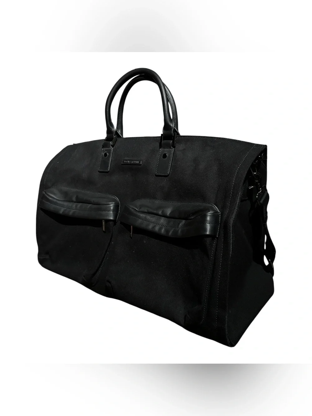 NWOT Hooks & Albert Canvas Leather Garment Bag Black